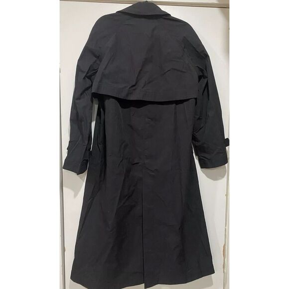 6397 Trench Coat Women’s Medium Black Cotton Nylon Fit Flare Shape Long Sleeves - Picture 15 of 16